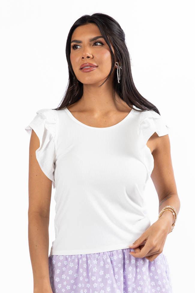 Pretty Thoughts Ivory Eyelet Sleeve Knit Top FINAL SALE Product Image