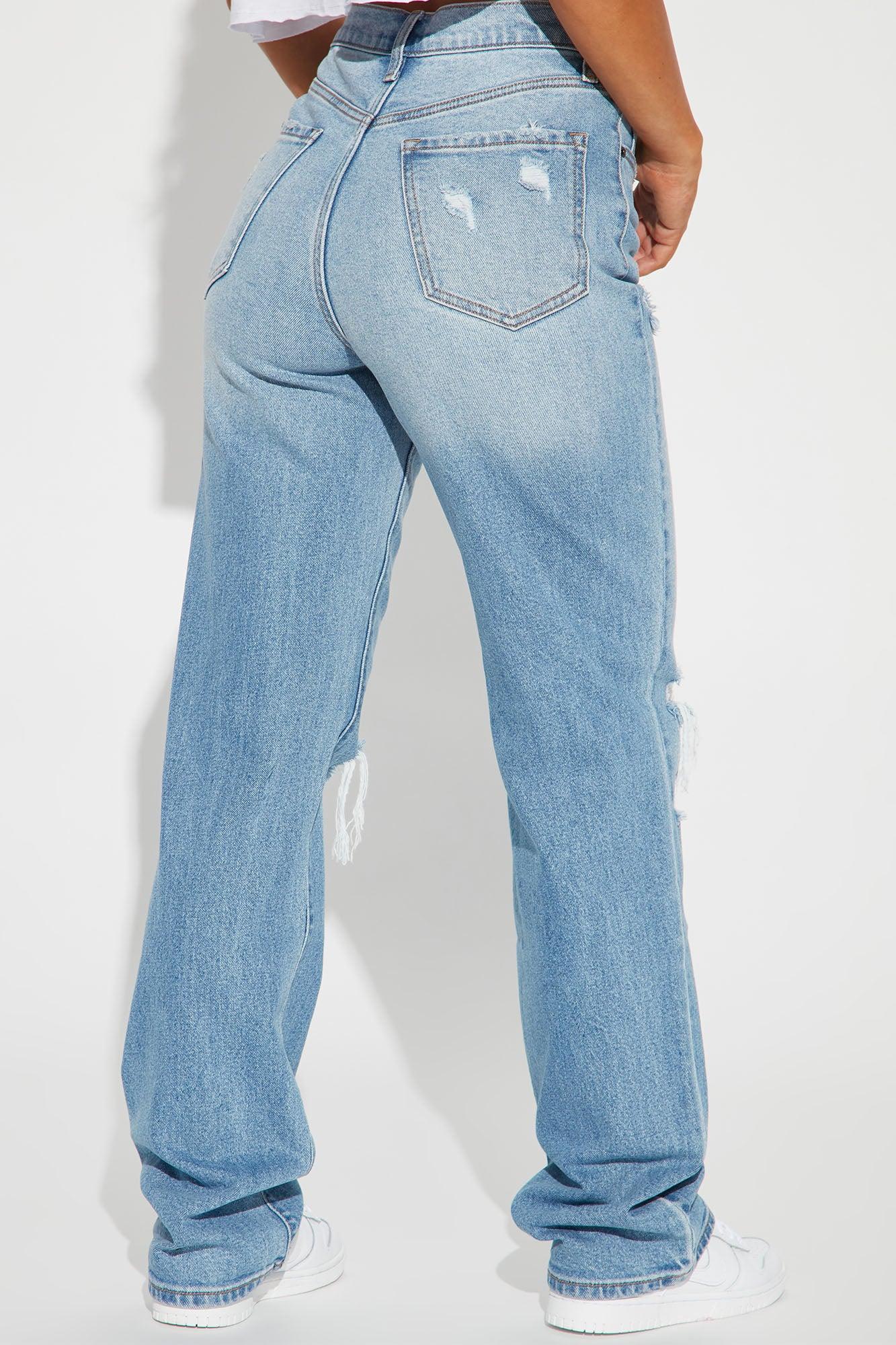 Tall As You Please Ripped Straight Leg Jeans - Light Blue Wash Product Image