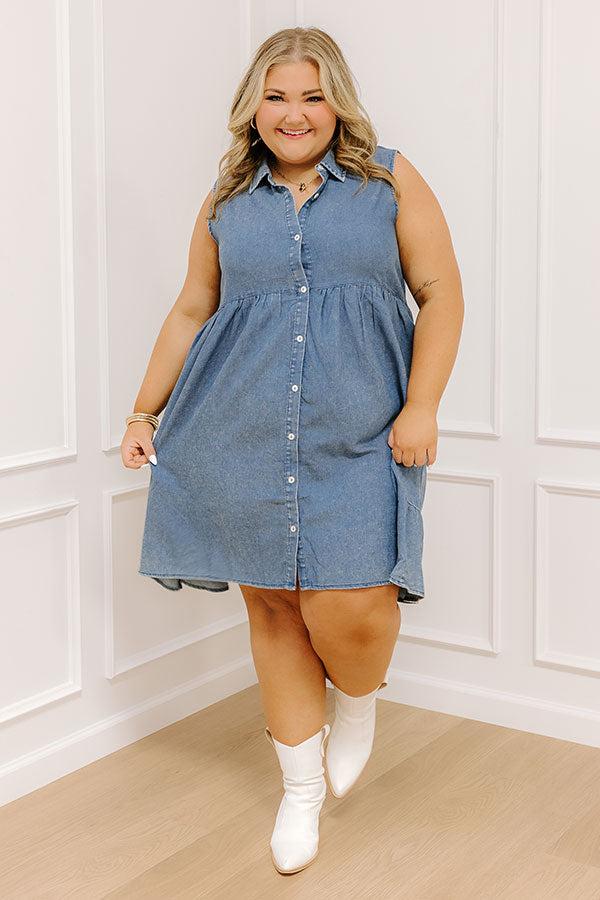 Ocean Retreat Chambray Mini Dress Curves Product Image
