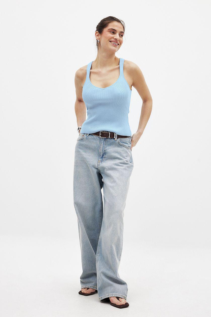 Fine Knitted Scoop Neck Top Product Image