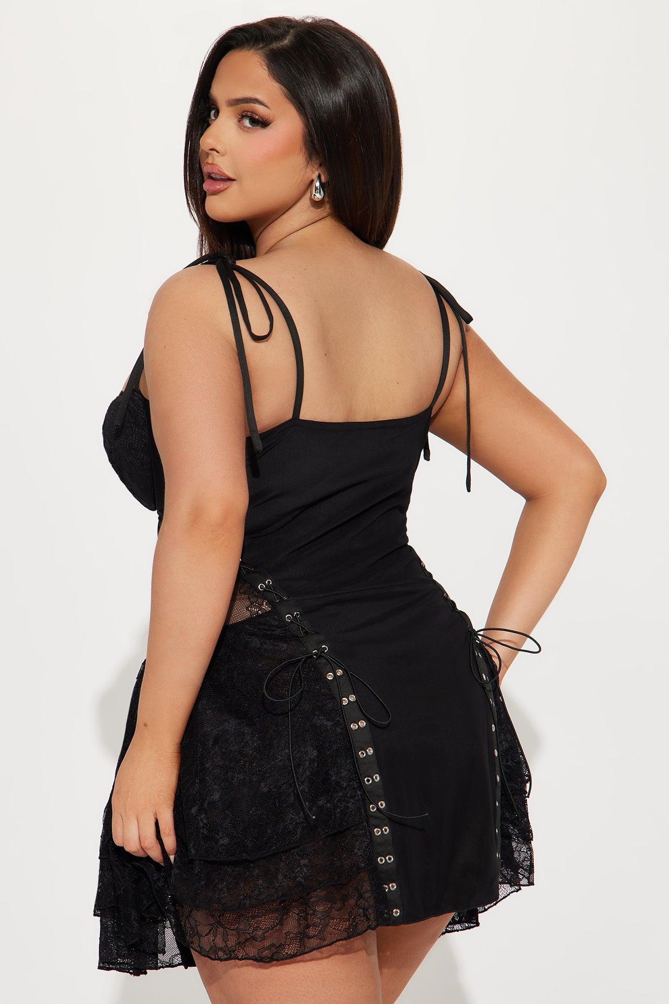 Cora Lace Mini Dress - Black Product Image