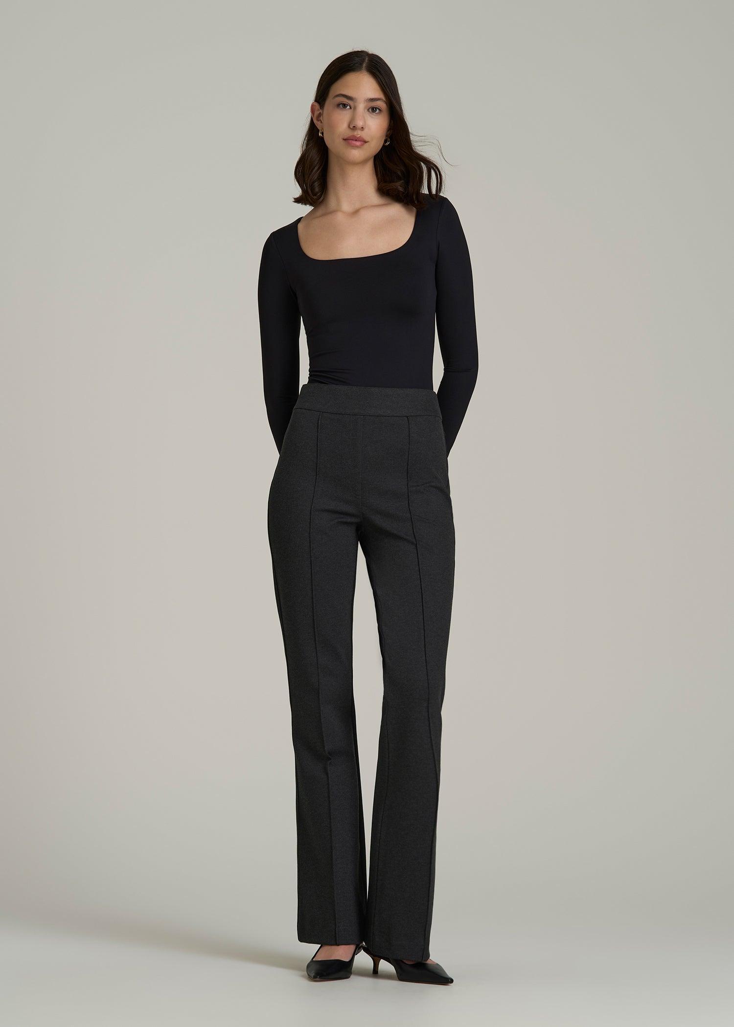 Soft Flex Ponte Pull On Flare Pants for Tall Women in Dark Charcoal Heather Female Product Image