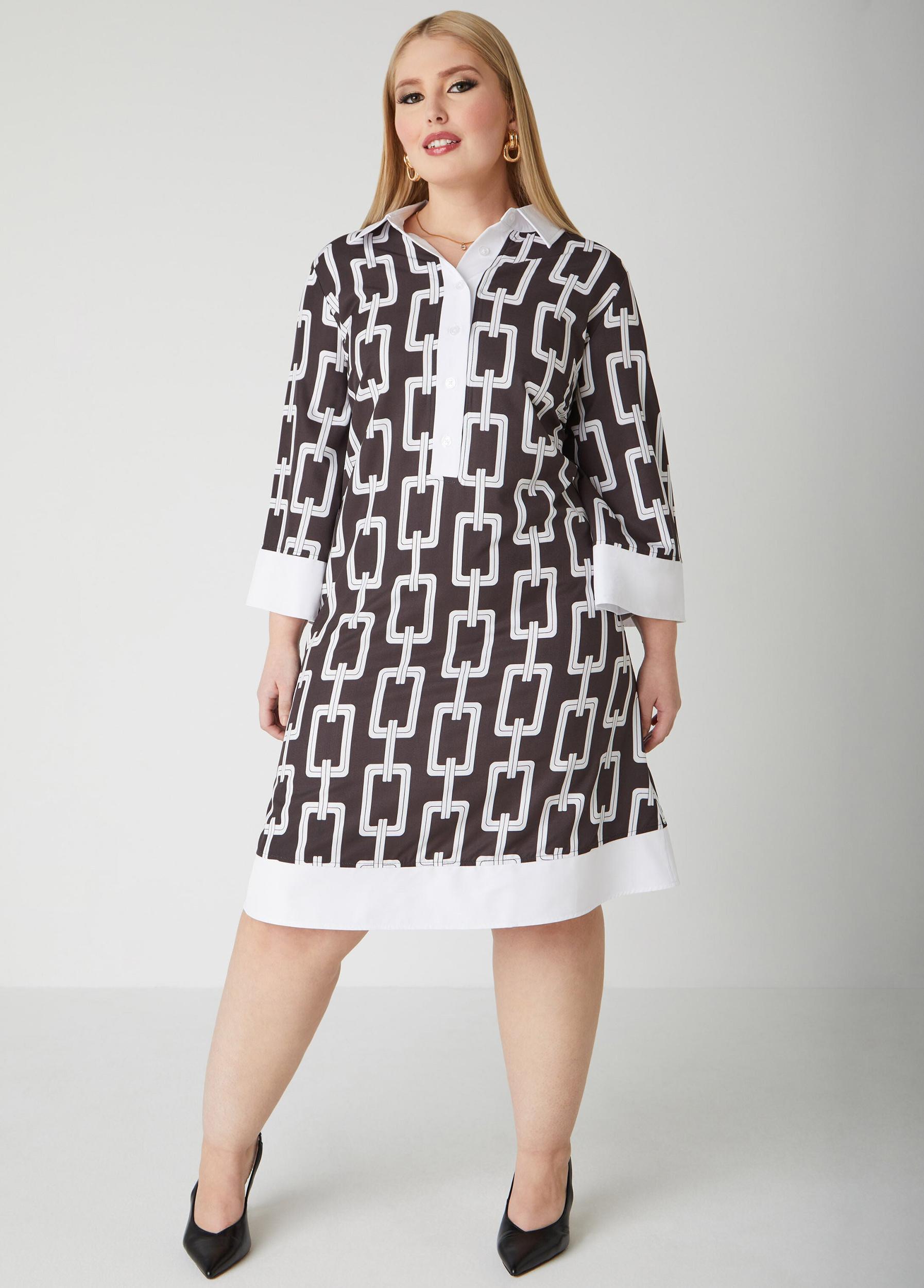 Chain Link Print Shirtdress Product Image