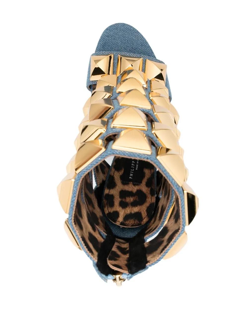 studded denim 120mm  sandals Product Image