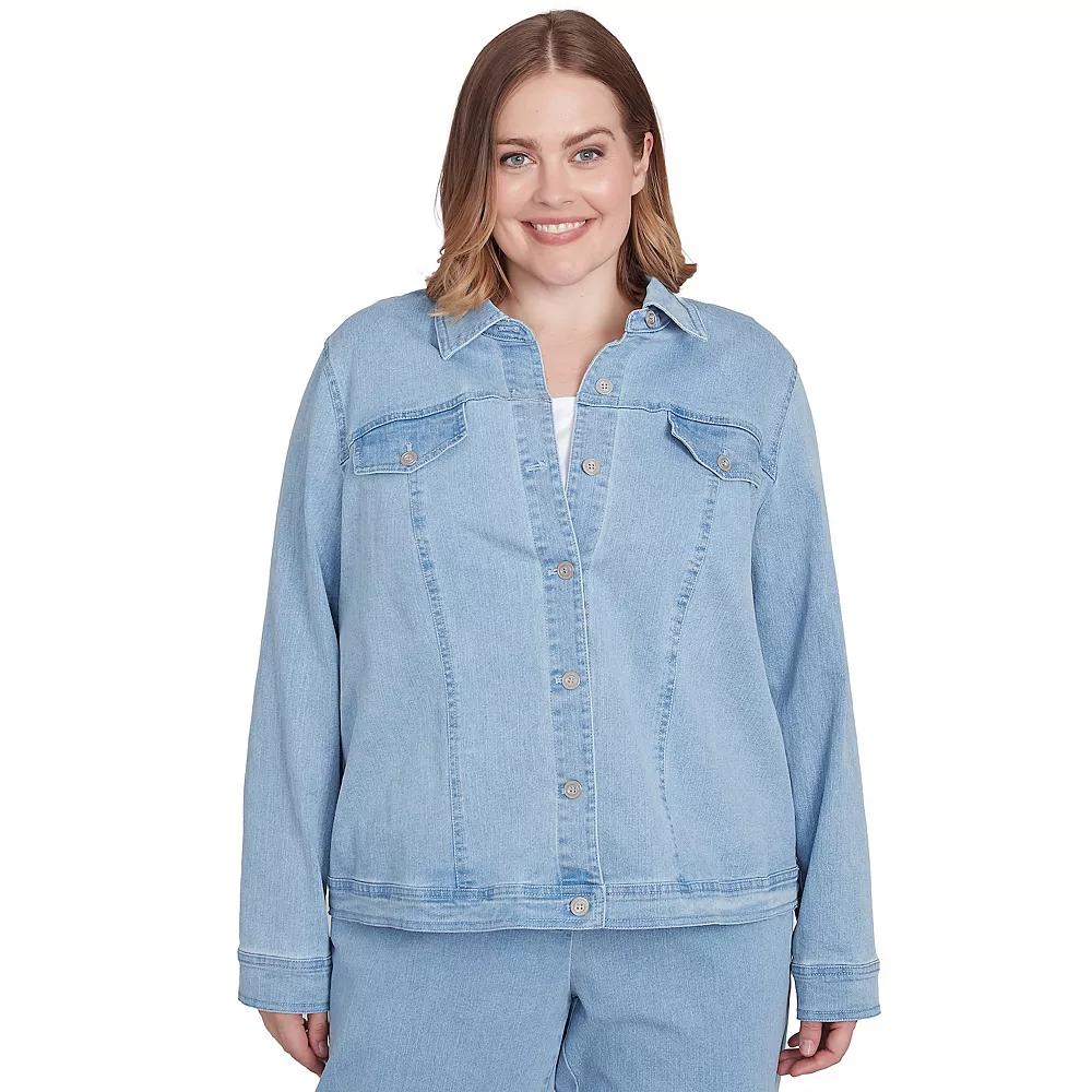 Plus Size Alfred Dunner Classic Fit Denim Jacket, Women's, Size: 2XL, Light Blue Product Image