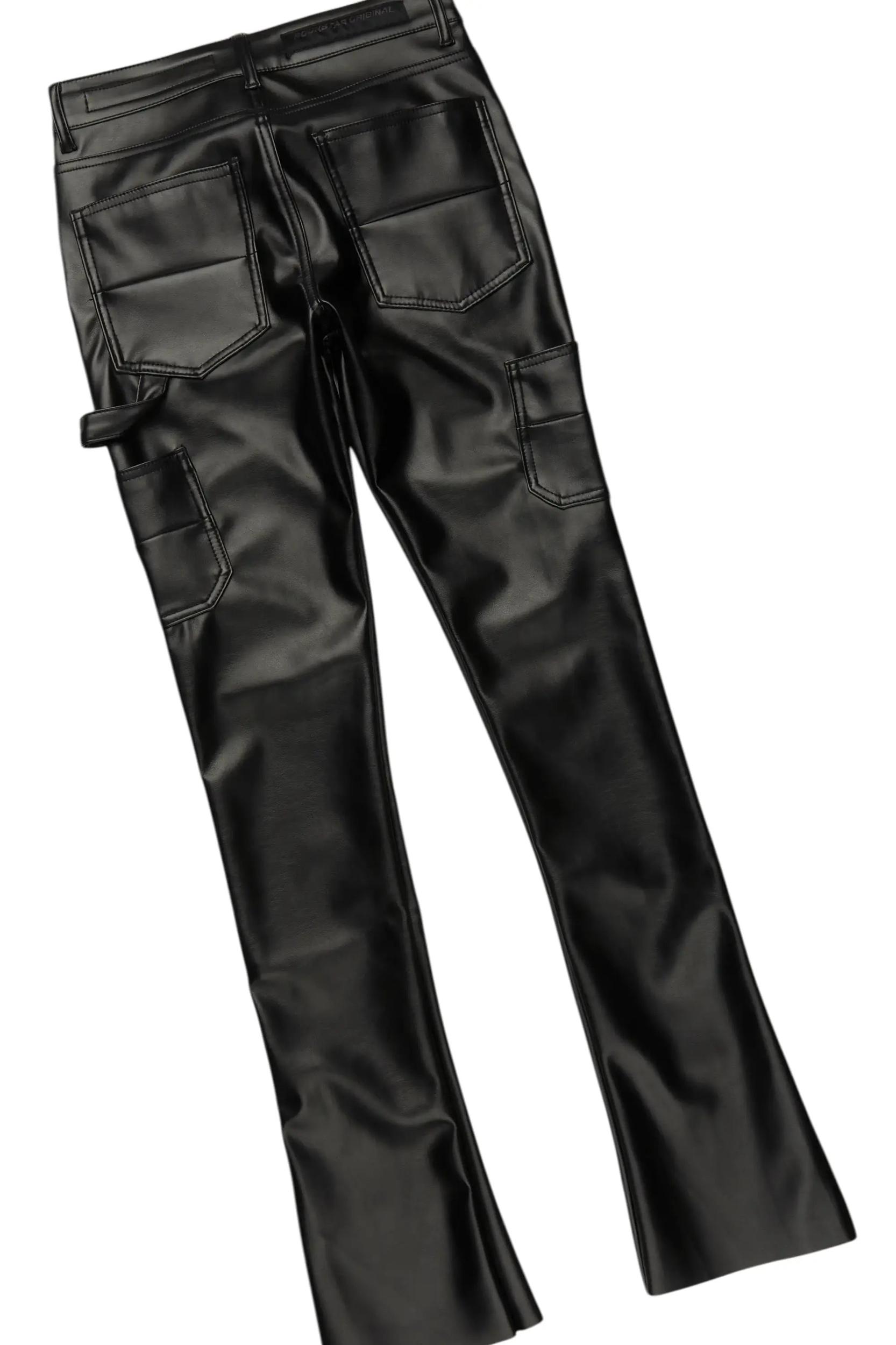 Fields Black Long Sleeve T-Shirt & Quatz Stacked Flare PU Jean Bundle Male Product Image