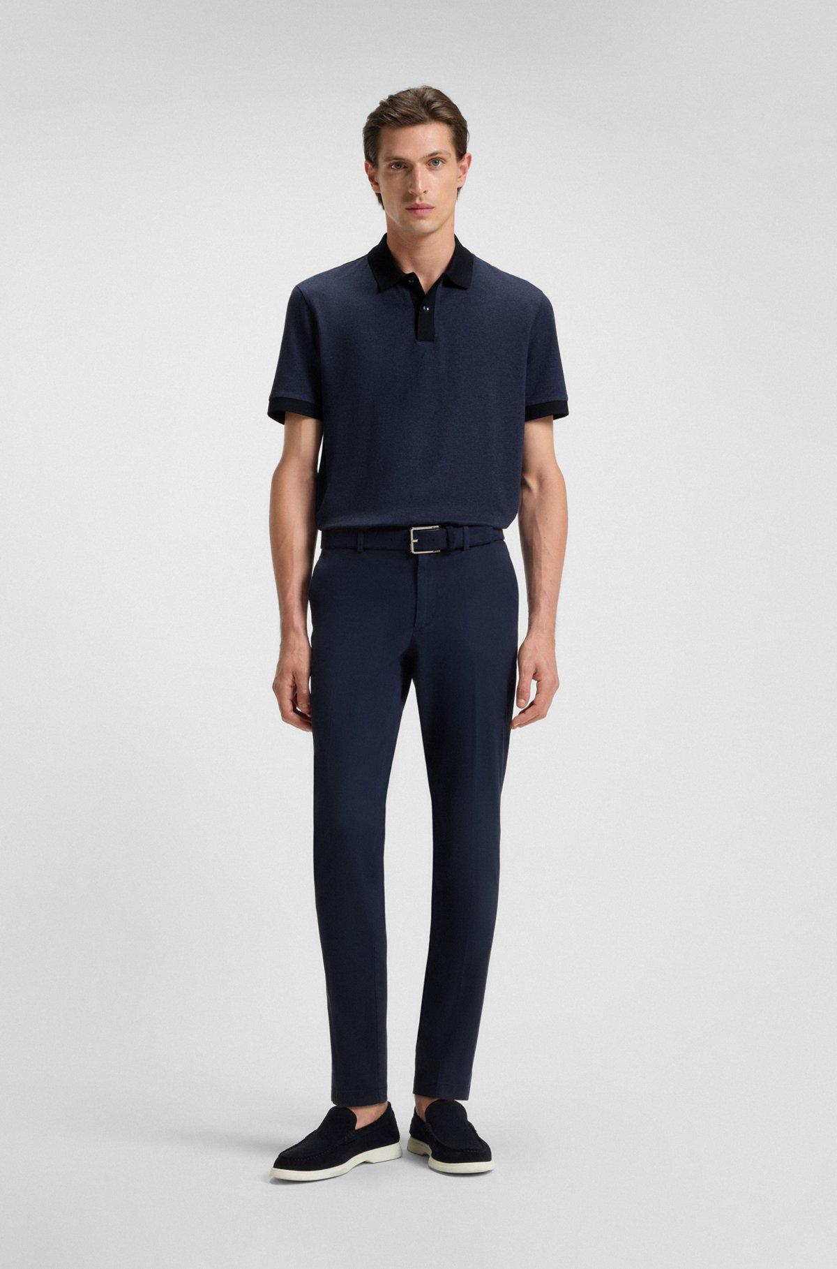 Micro-pattern polo shirt in mercerised cotton Product Image