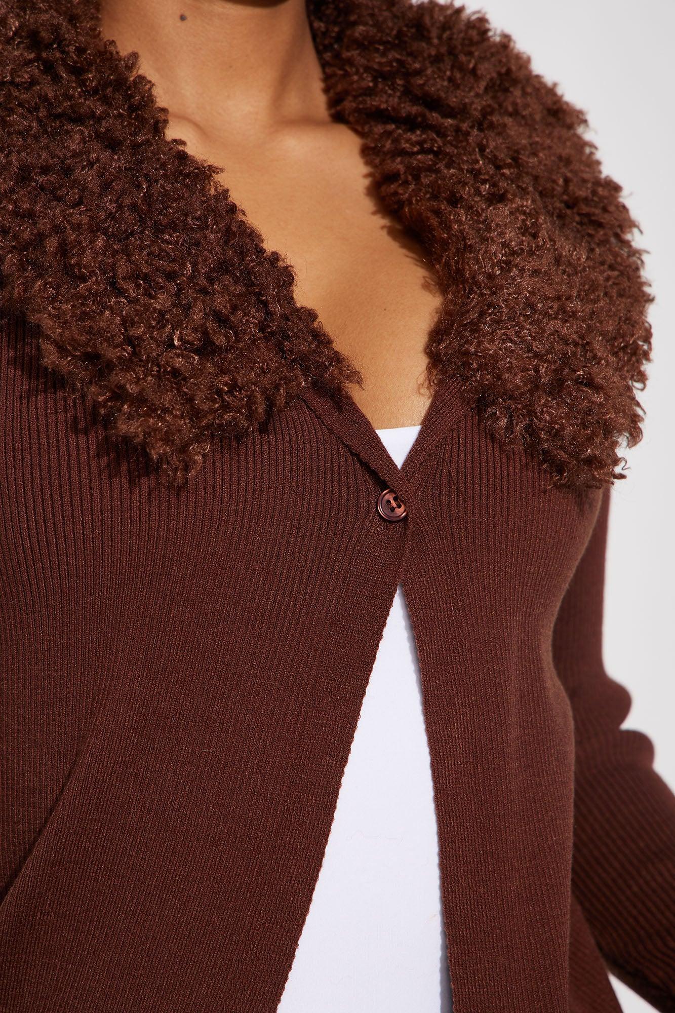 Monrovia Faux Fur Cardigan - Brown Female Product Image