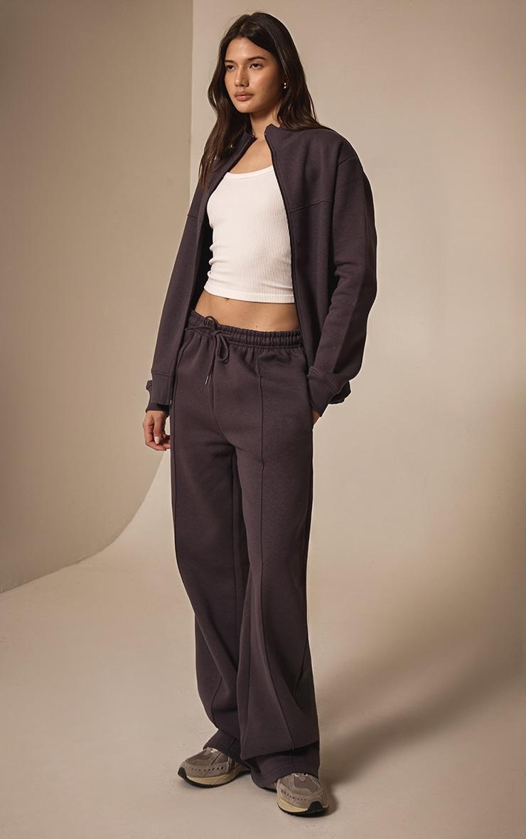 Charcoal Seam Detail Straight Leg Sweatpants Product Image