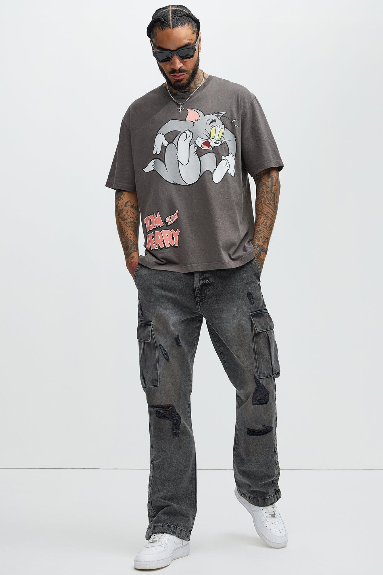 Stacked Slim Flare Kyan Cargo Jeans - Charcoal Product Image