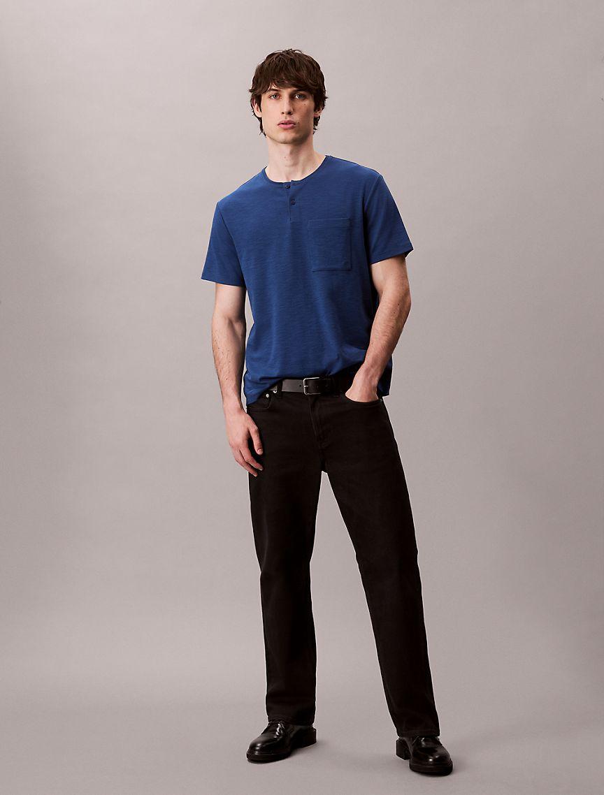 Cotton Relaxed Henley T-Shirt  Product Image