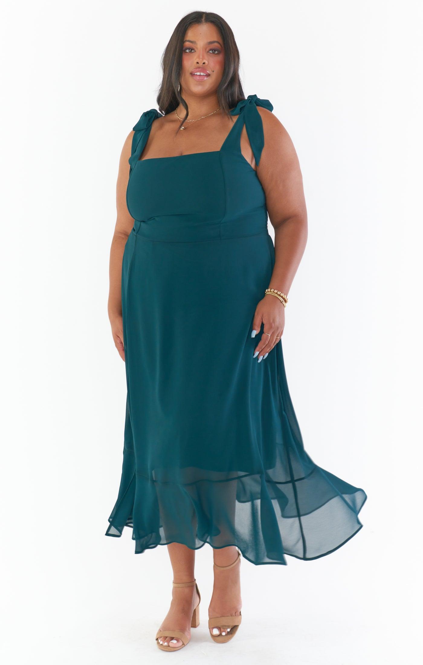 Claire Midi Dress ~ Emerald Chiffon Product Image