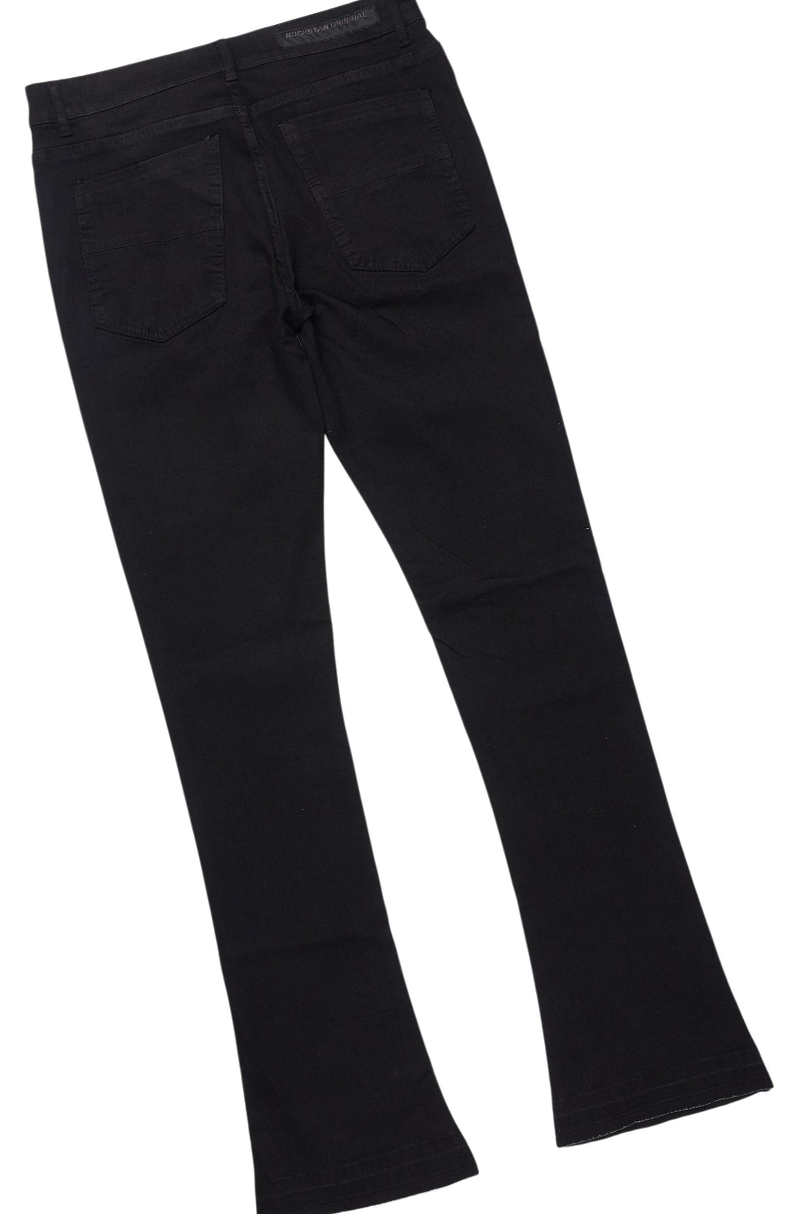 Drako Black/White Oversized Graphic T-Shirt/Dag Stacked Flare Jean Set Male Product Image