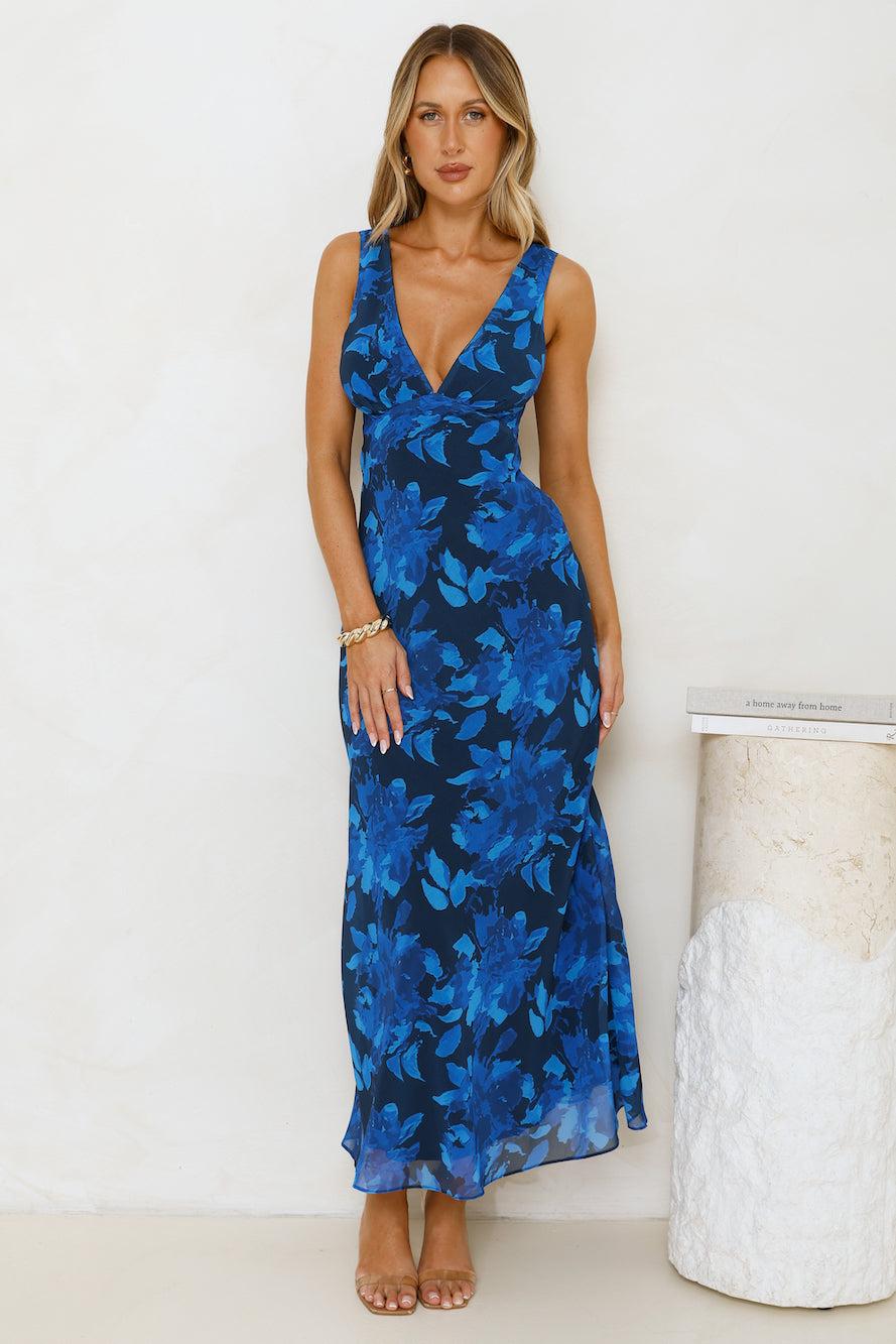 Let's Twirl Maxi Dress Blue Product Image