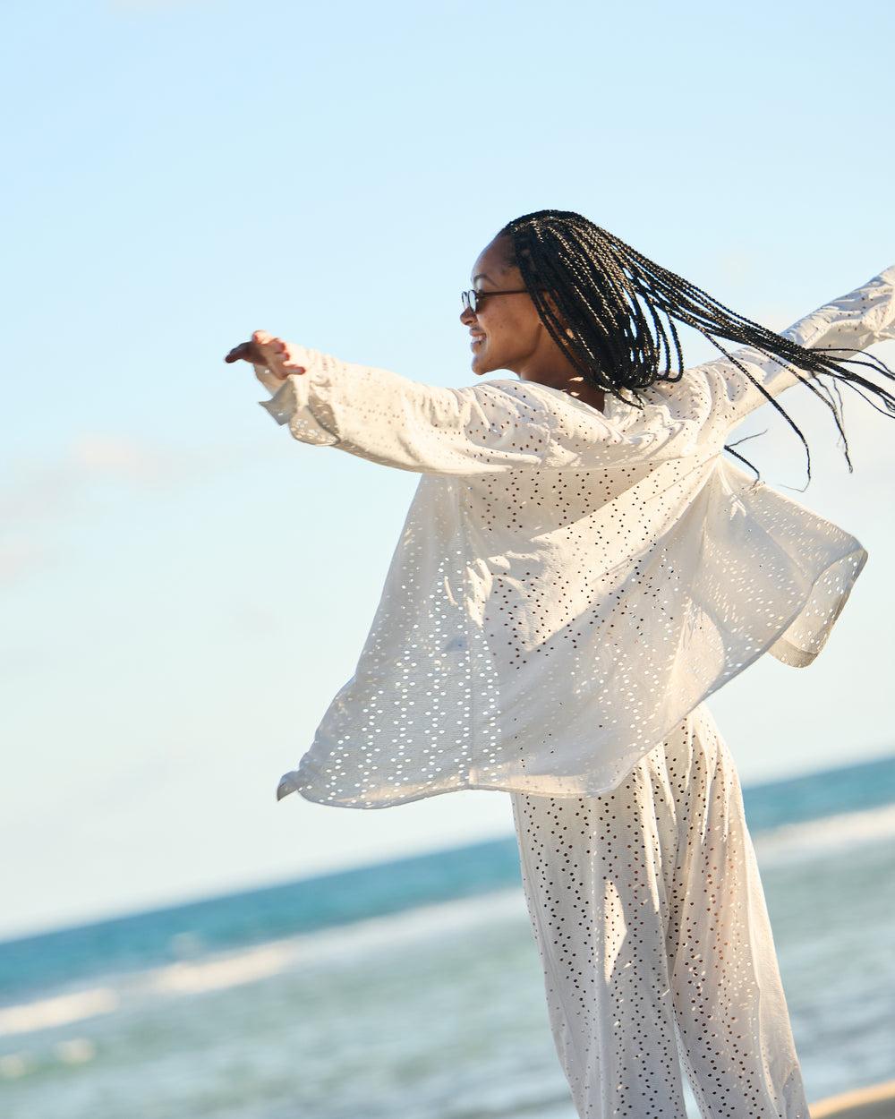 The Santorini - Luxe Eyelet Resort Shirt Product Image