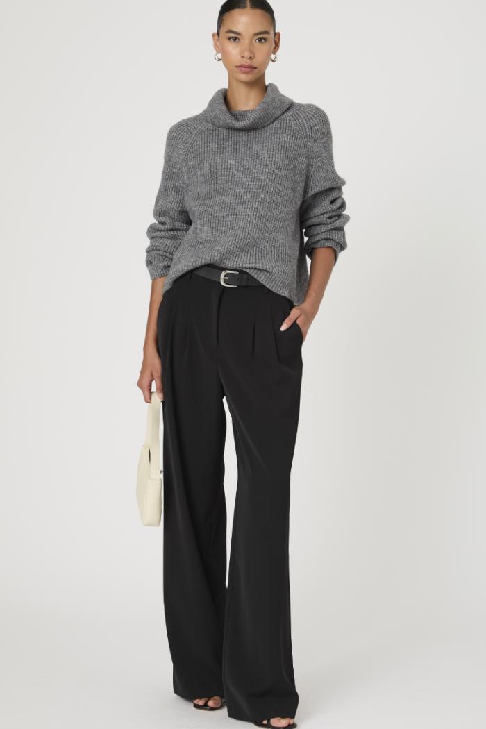 Mersai Long Sleeve Roll Neck Jumper - Stone Grey Mel Product Image