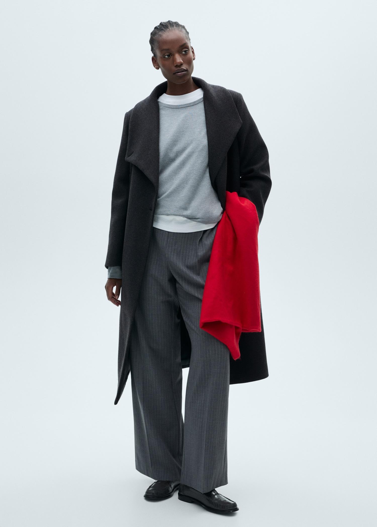 Woollen coat with belt - Women | MANGO USA Product Image