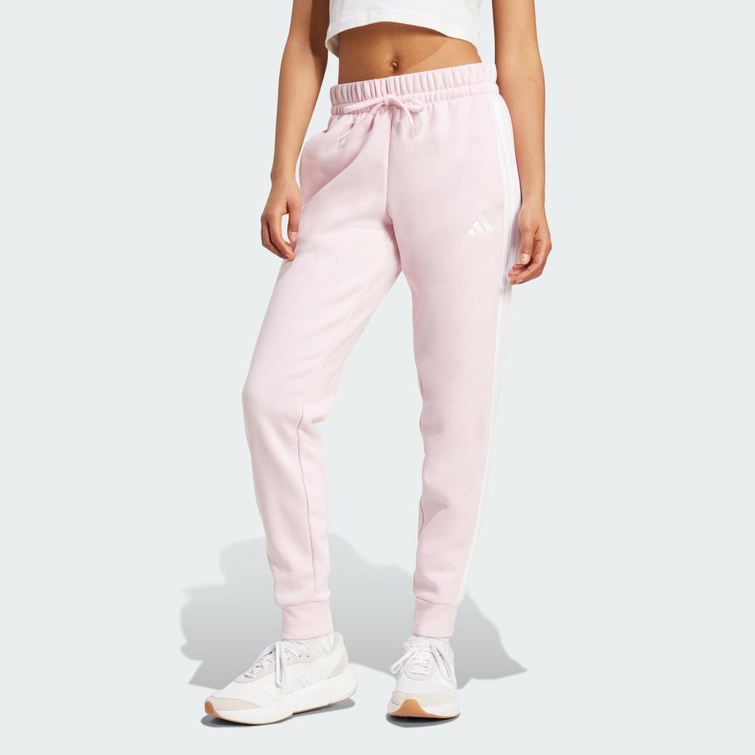 adidas Essentials 3-Stripes Fleece Slim Pants Clear Pink XS Womens Product Image