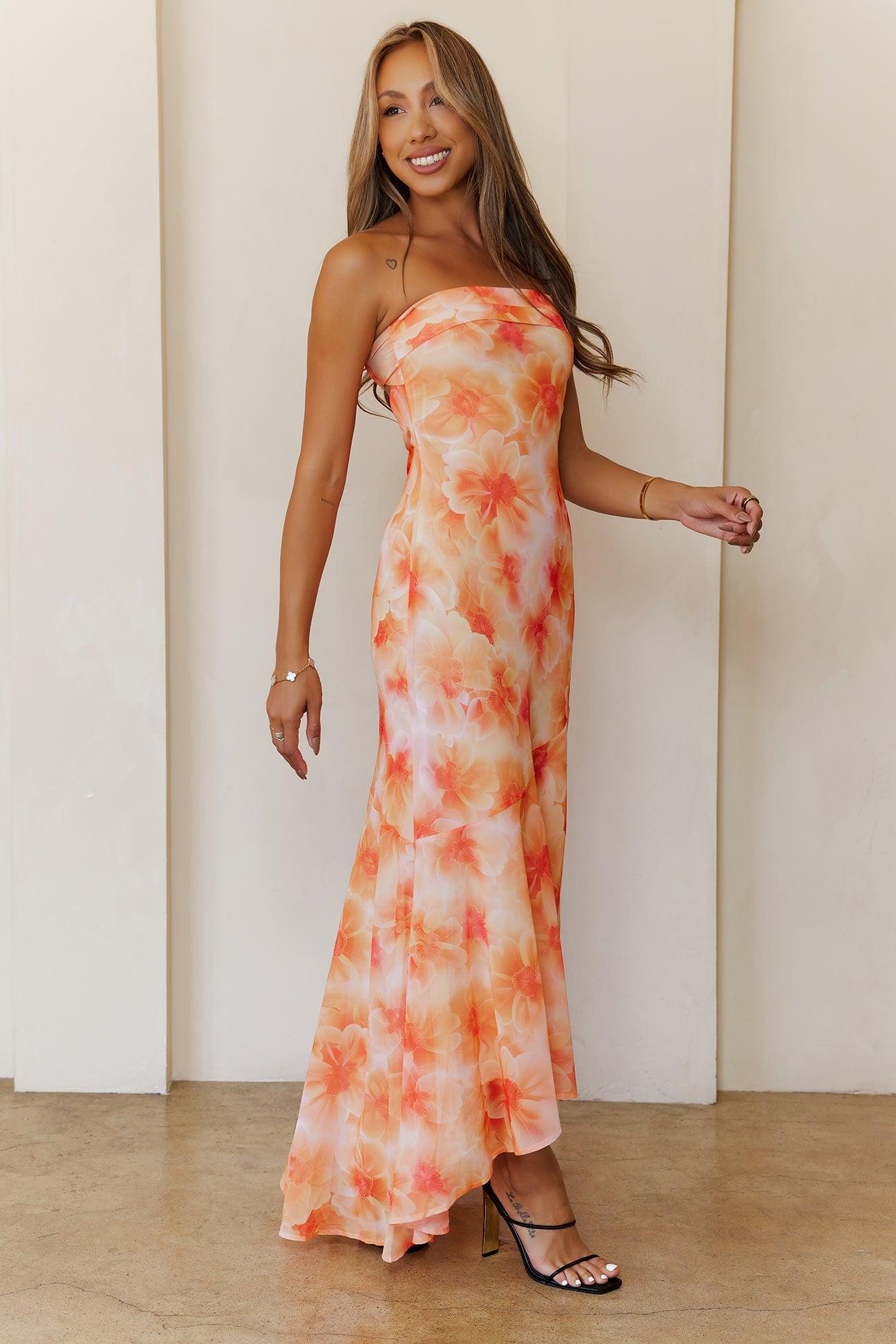 Kissed By Daisies Strapless Maxi Dress Orange Product Image