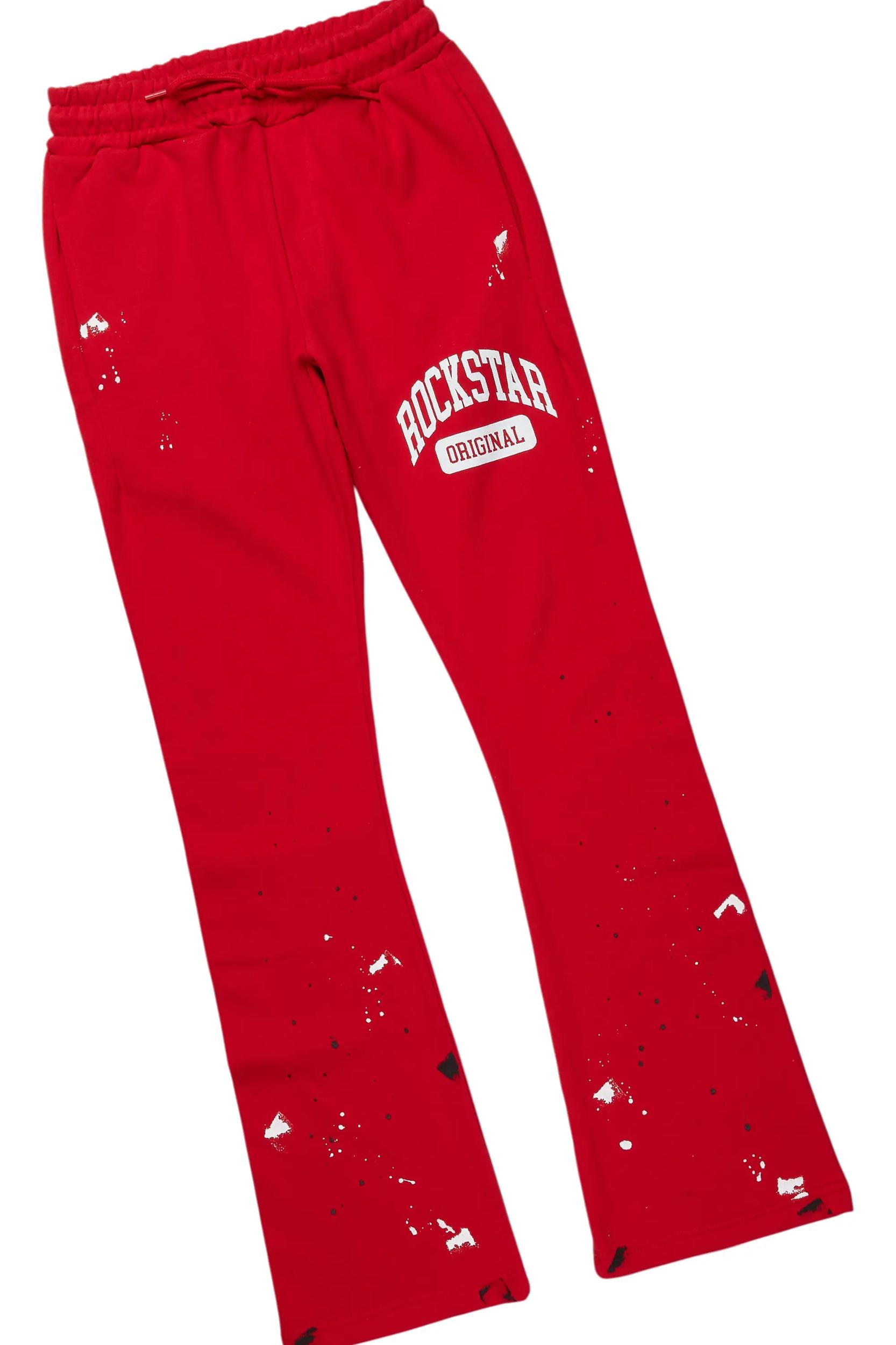 Rainer White/Red T-Shirt/Stacked Track Pant Set Male Product Image