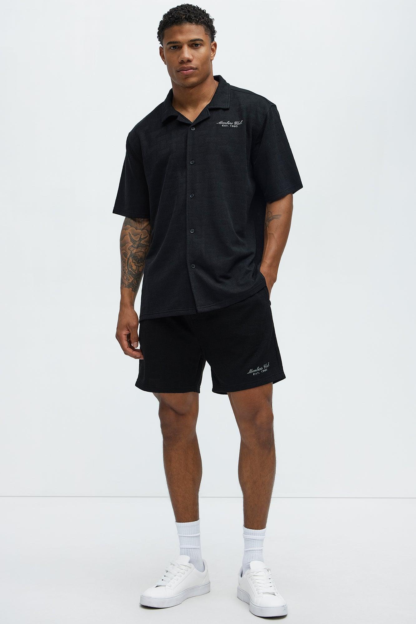 Vintage Short Sleeve Button Up Shirt - Black Product Image