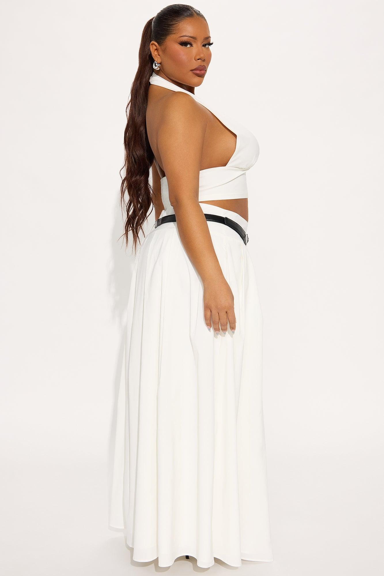 Meredith Halter Maxi Skirt Set - White Product Image