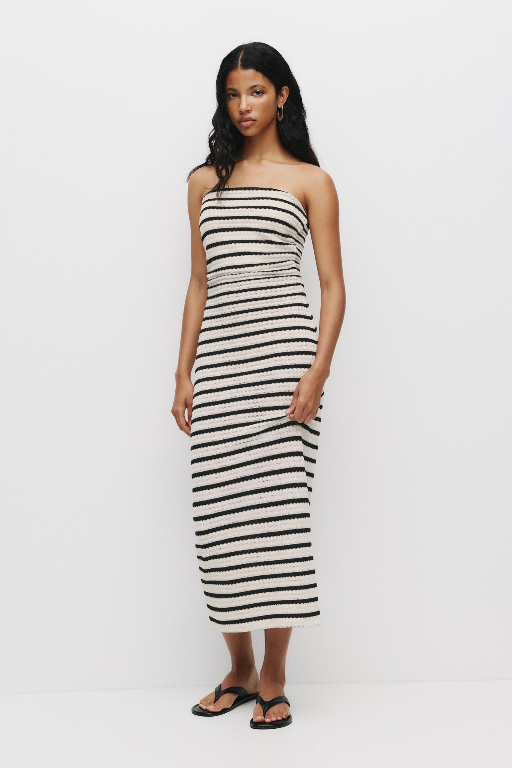 Striped knit midi dress Product Image