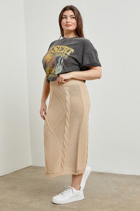 Knit Woven Midi Skirt Product Image