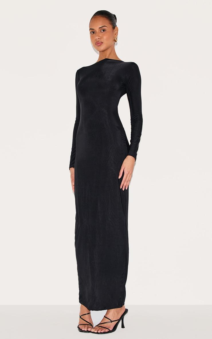 Black Double Layer Slinky Maxi Dress Product Image