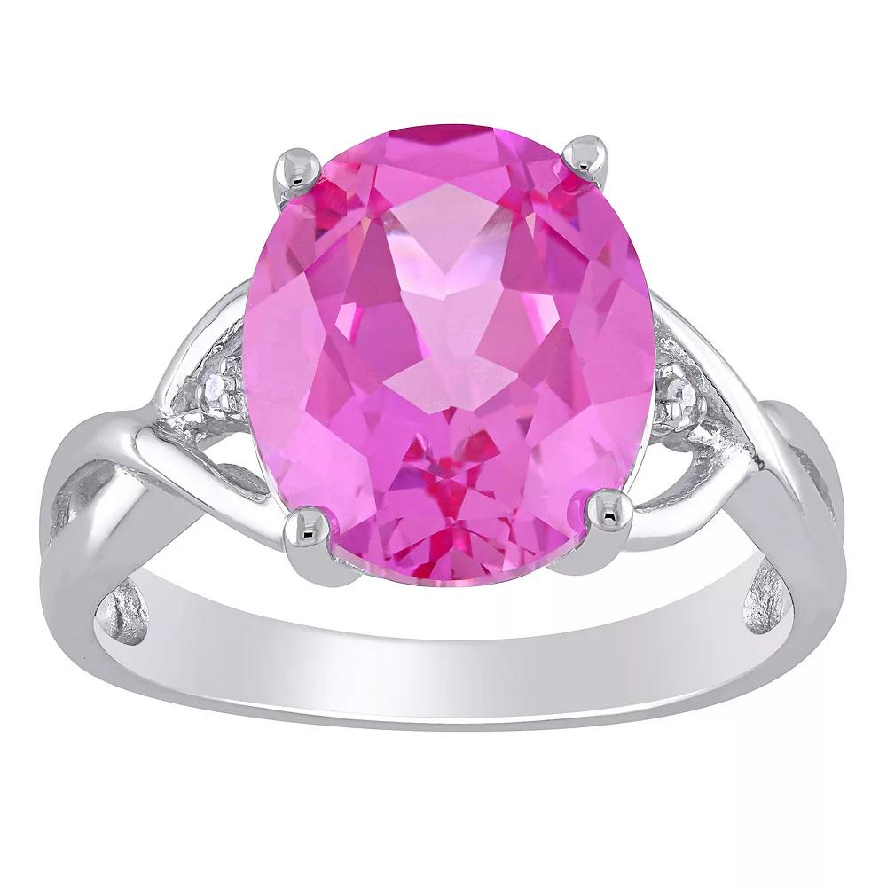 Stella Grace Sterling Silver Lab-Created Pink Sapphire & Diamond Accent Fashion Ring, Women's, Size: 7.50 Product Image