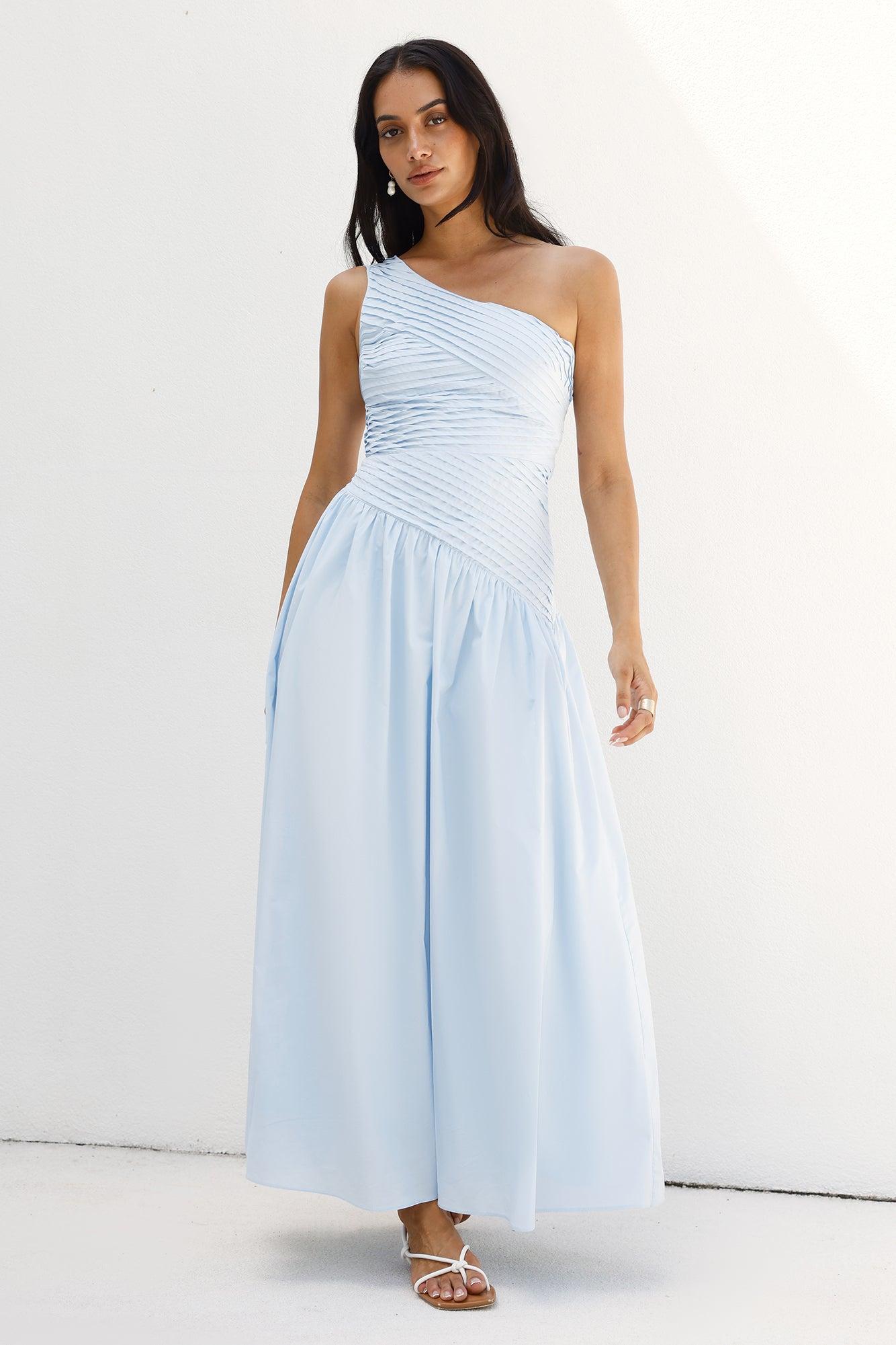 Seashell Moments One Shoulder Maxi Dress Blue Product Image