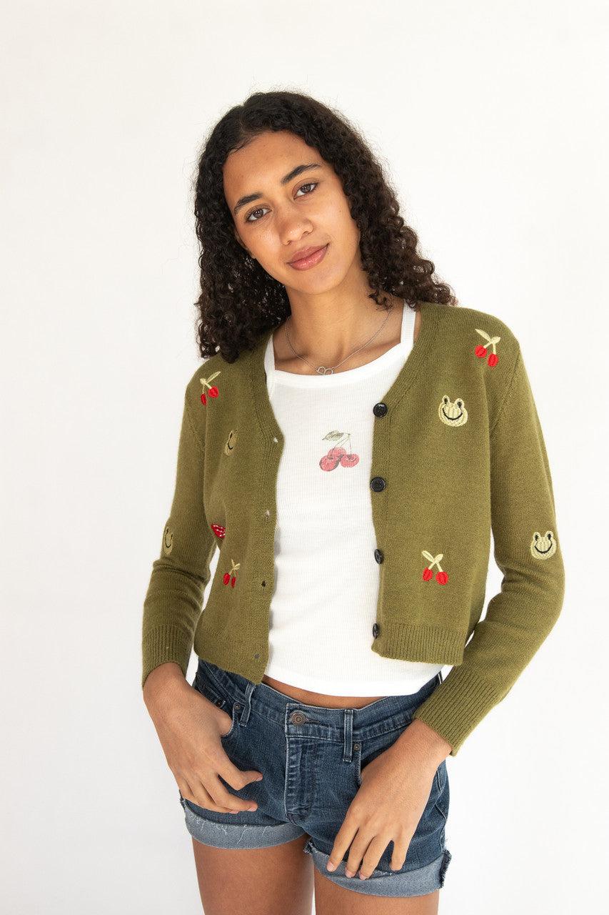Embroidered Frog Cardigan Product Image