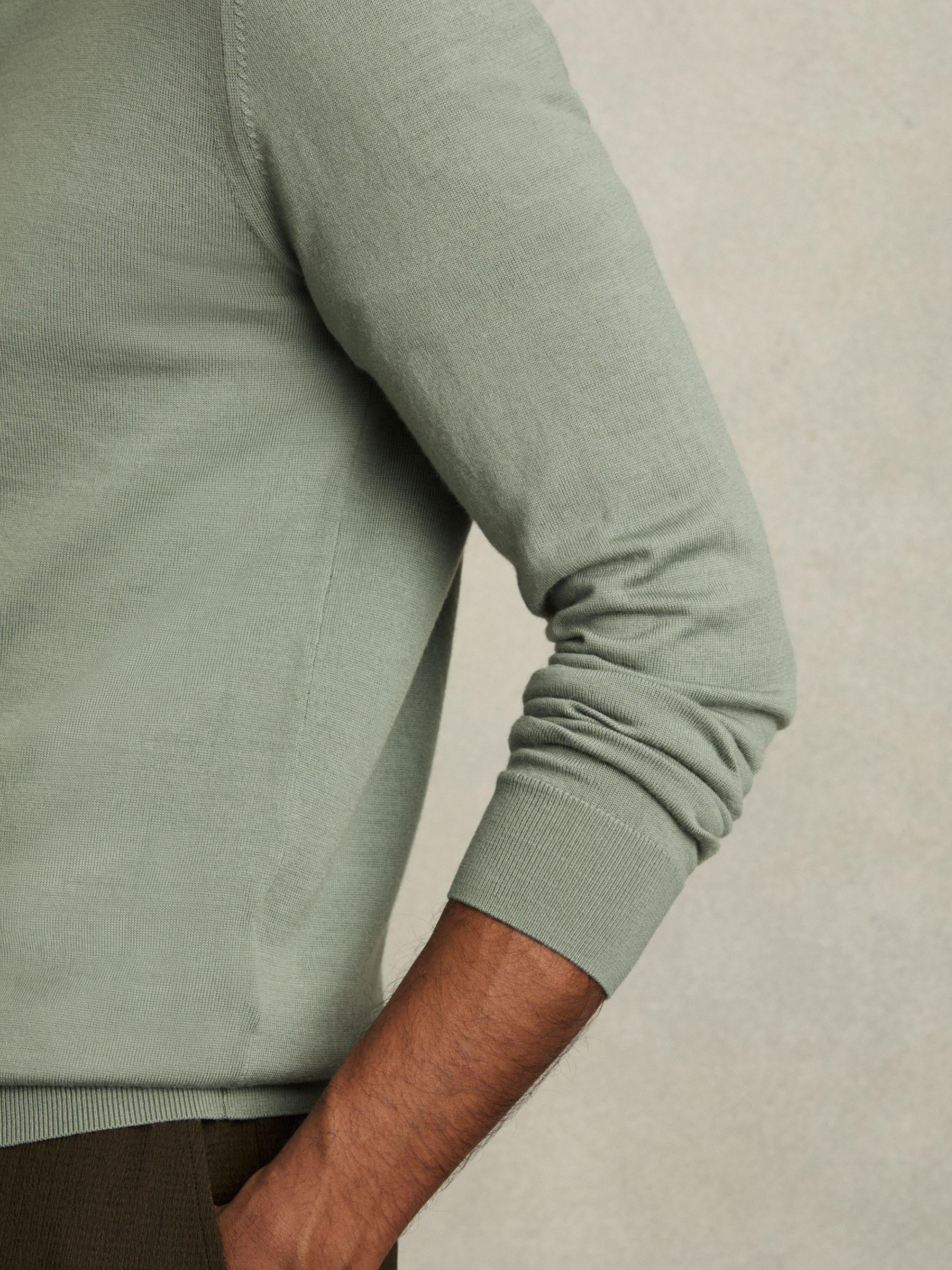 Merino Wool Long Sleeve Polo Shirt in Herb Green Product Image