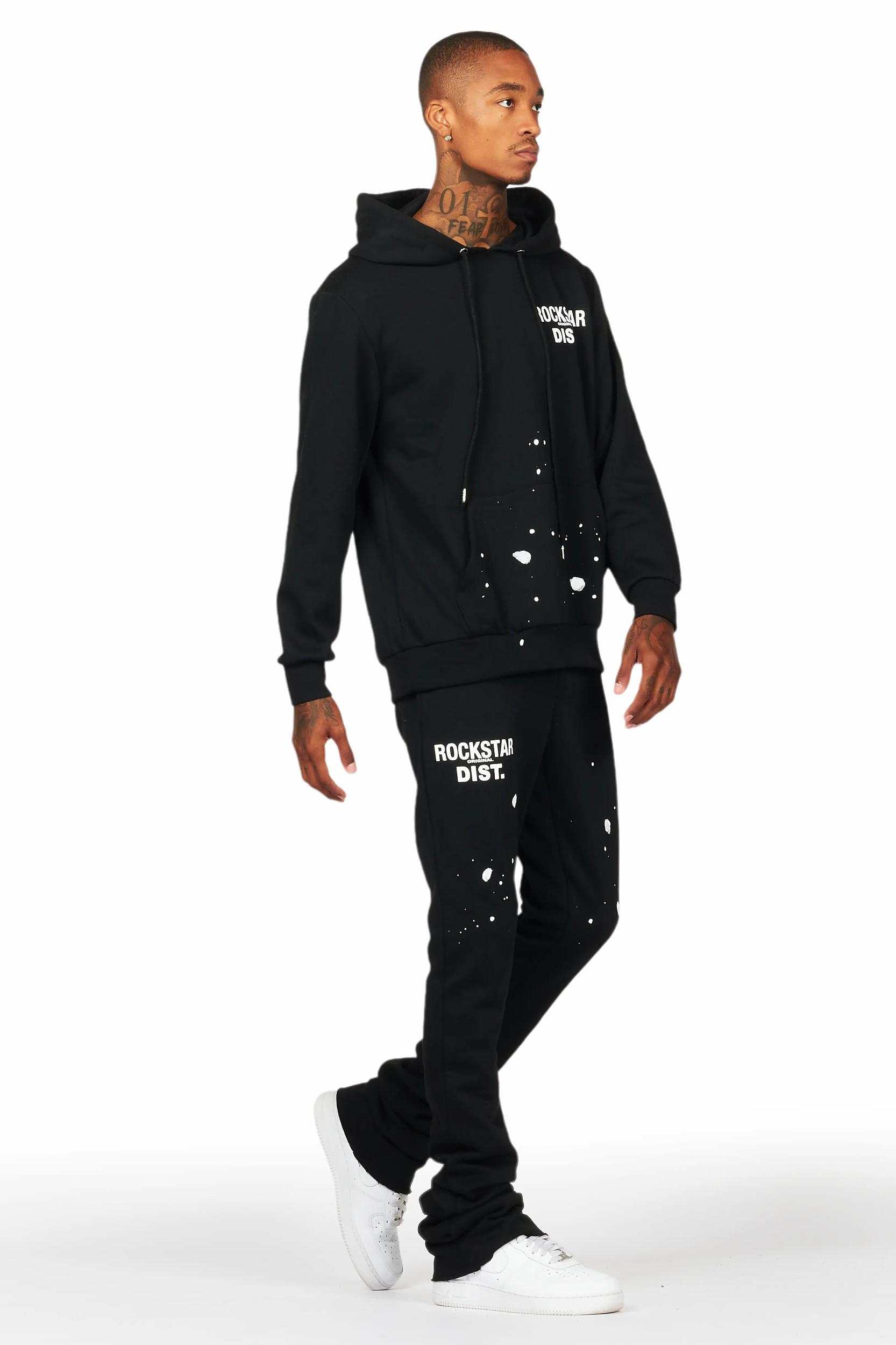 Raffer Black Hoodie/Super Stacked Flare Track Set Male Product Image
