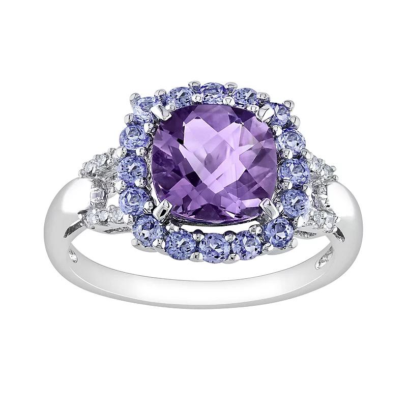 Stella Grace Sterling Silver Amethyst, Tanzanite and Diamond Accent Frame Ring, Women's,  Product Image