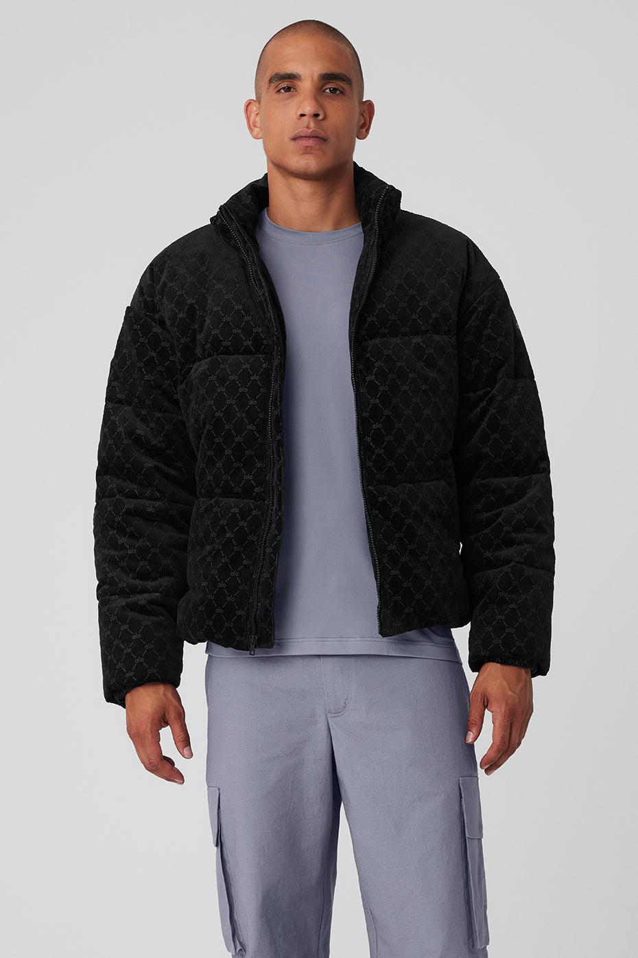 Debossed Corduroy Stage Puffer - Black Male Product Image