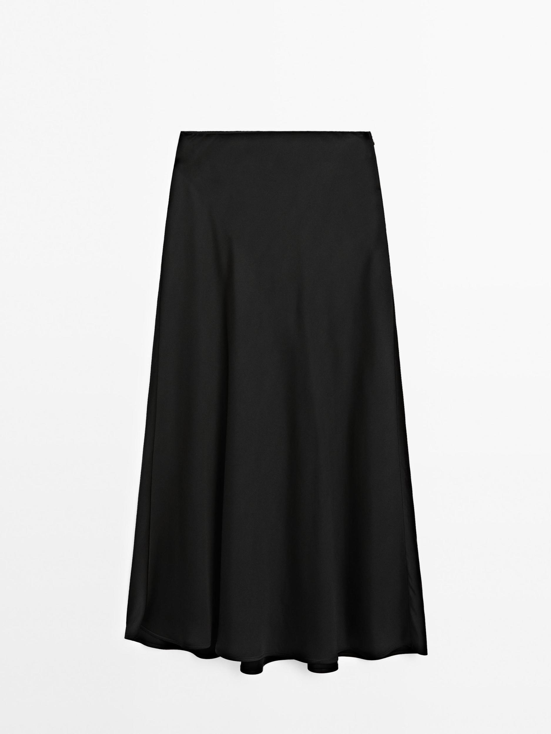 Flowing satin midi skirt Product Image