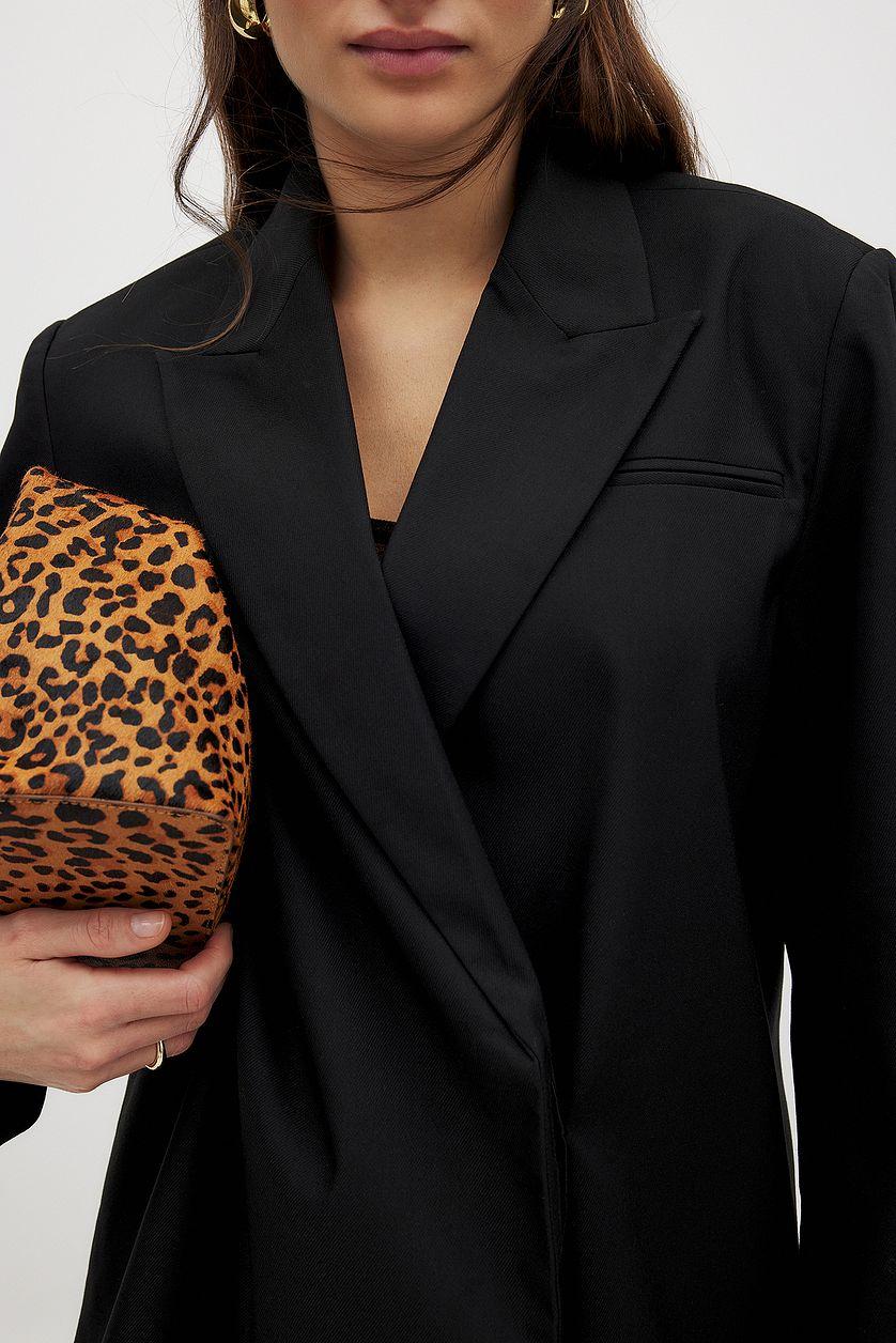 Oversized Overlap Blazer Black Product Image