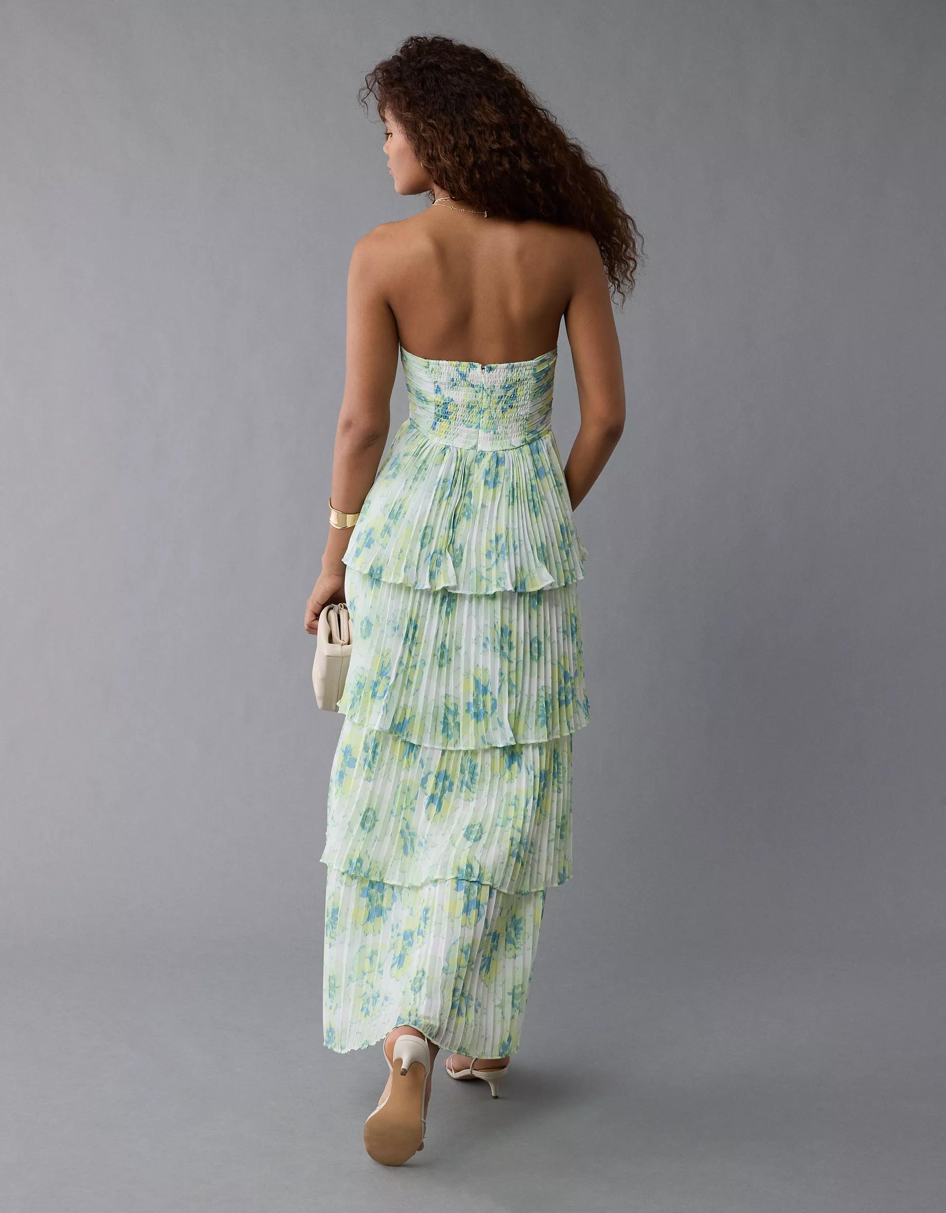 AE Tiered Pleated Maxi Dress Product Image