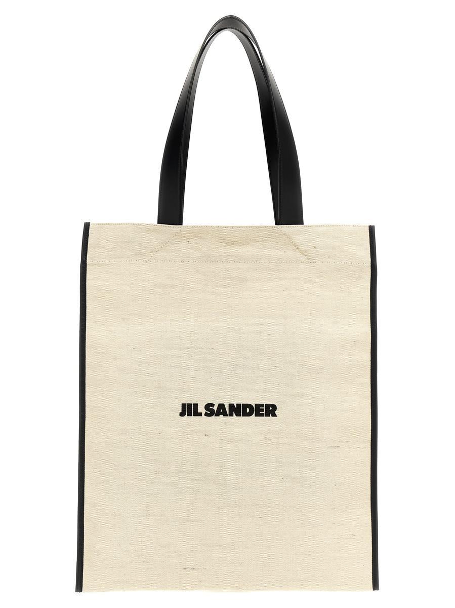 JIL SANDER Medium Flat Shopping Bag In White/black Product Image