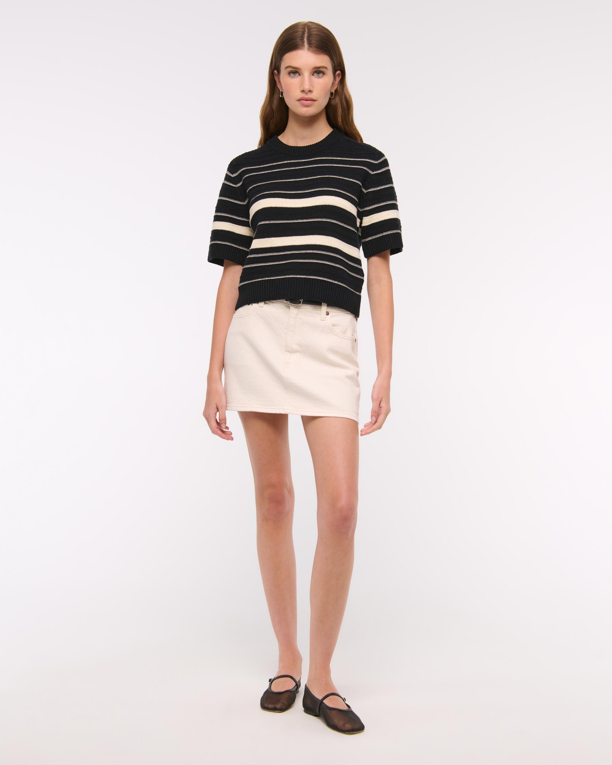 The A&F Madeline Textural Crew Sweater Tee Product Image