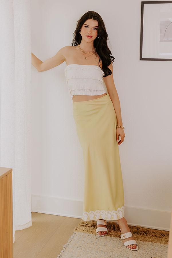 The Anna High Waist Satin Midi Skirt Product Image