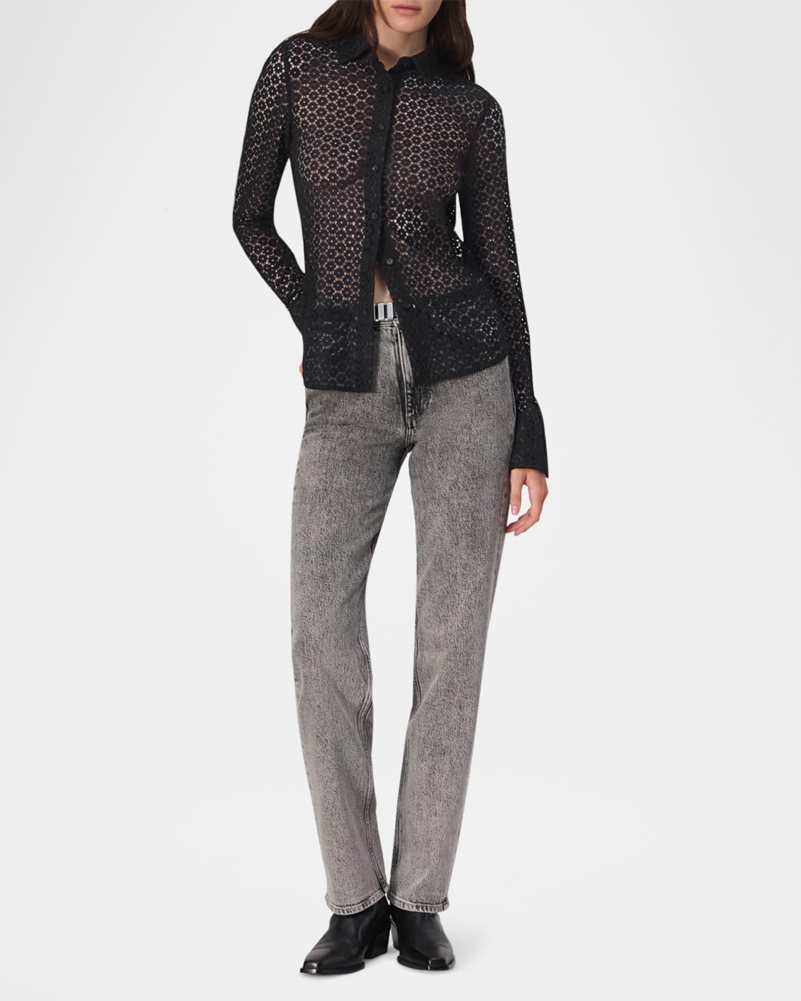 Yvette Button-Front Lace Shirt Product Image