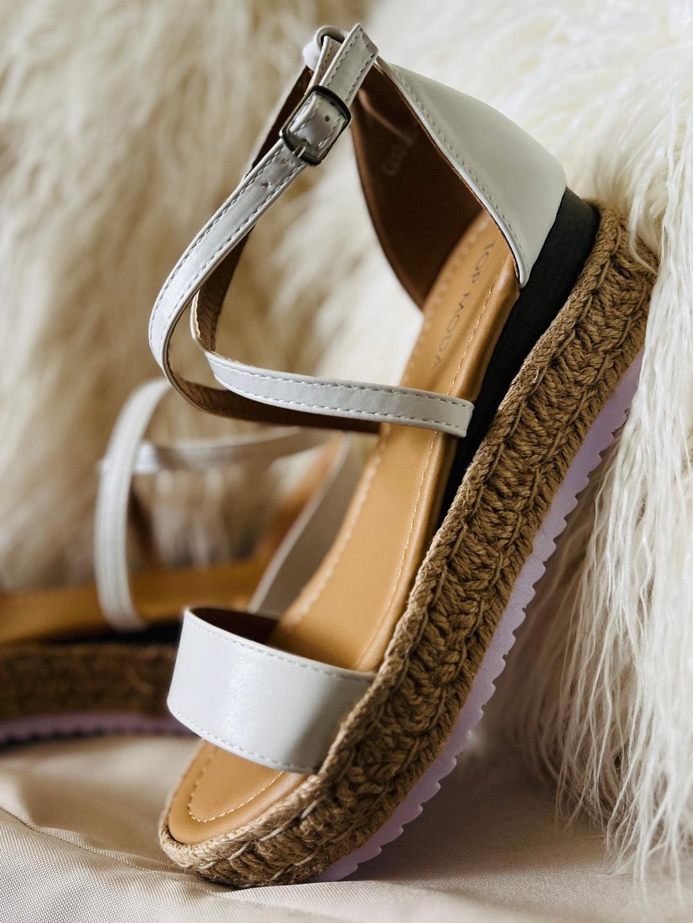 Top Moda White Candide Platform Wedge Sandal* Product Image