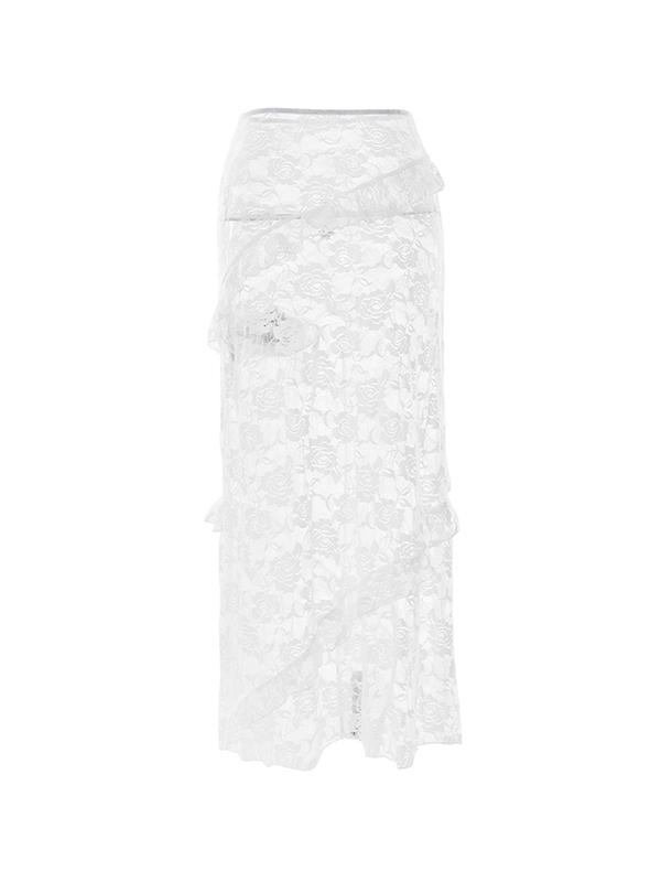 Designed Lace Stitching Maxi Skirts Product Image