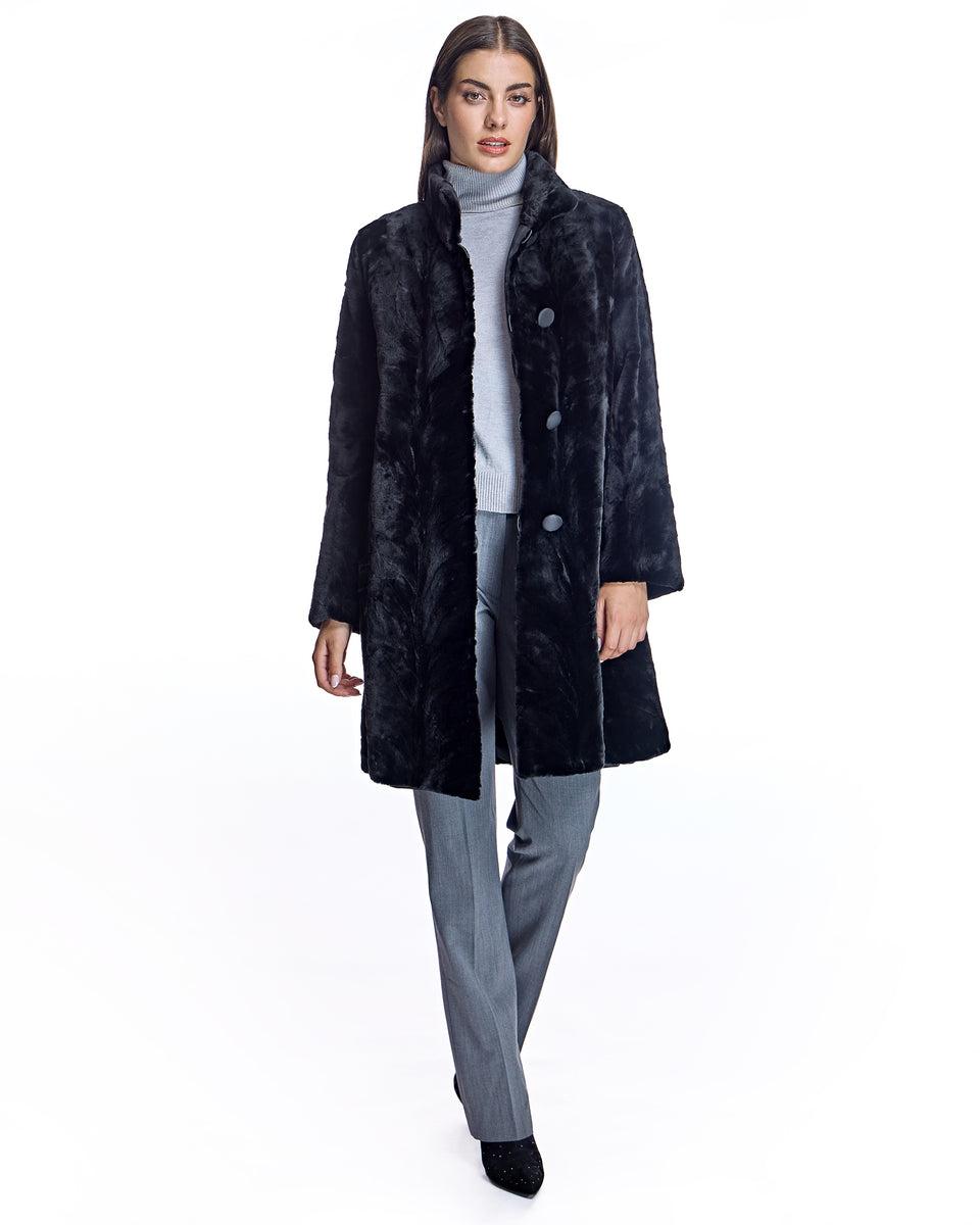 Reversible Sheared  Mink Sections Stroller with Long Hair Mink Trims Product Image