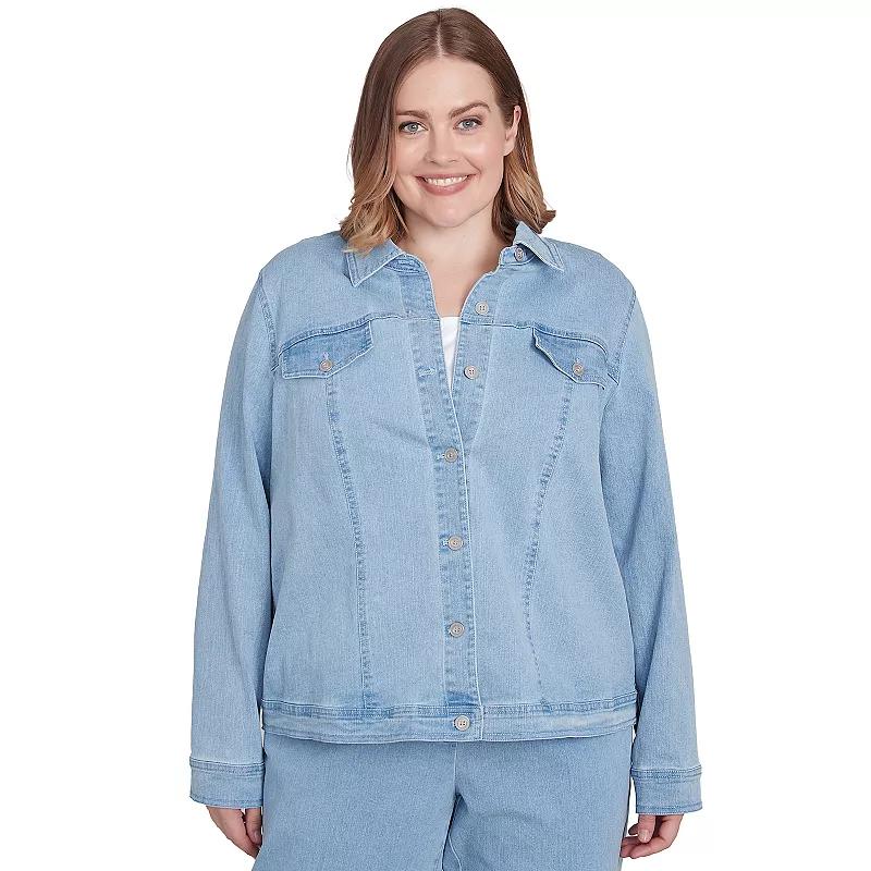 Plus Size Alfred Dunner Classic Fit Denim Jacket, Women's, Size: 2XL, Light Blue Product Image