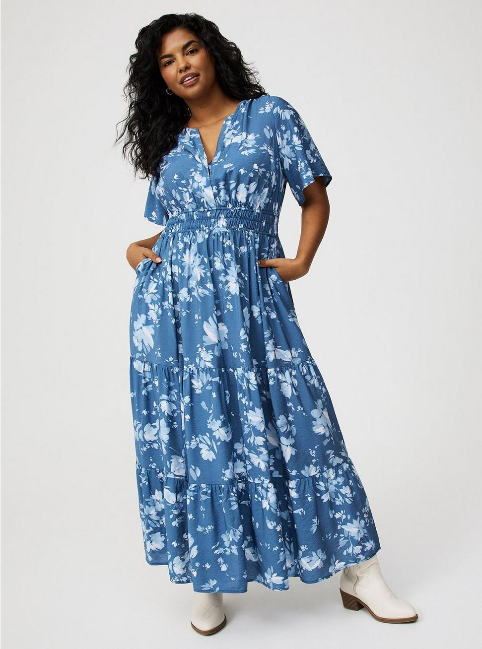 Y-Neck Tiered Maxi Dress Product Image