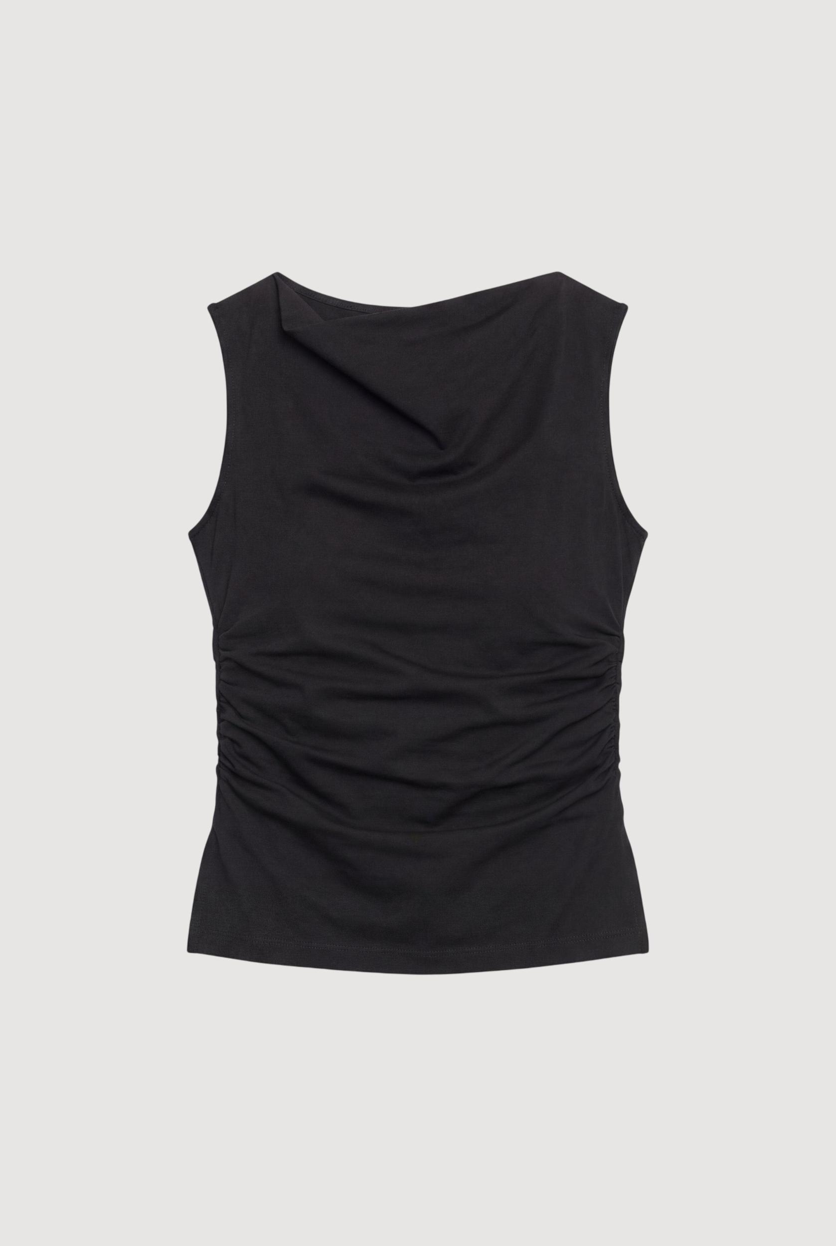 Josie Shirred-Side Cowl-Neck Tee Product Image