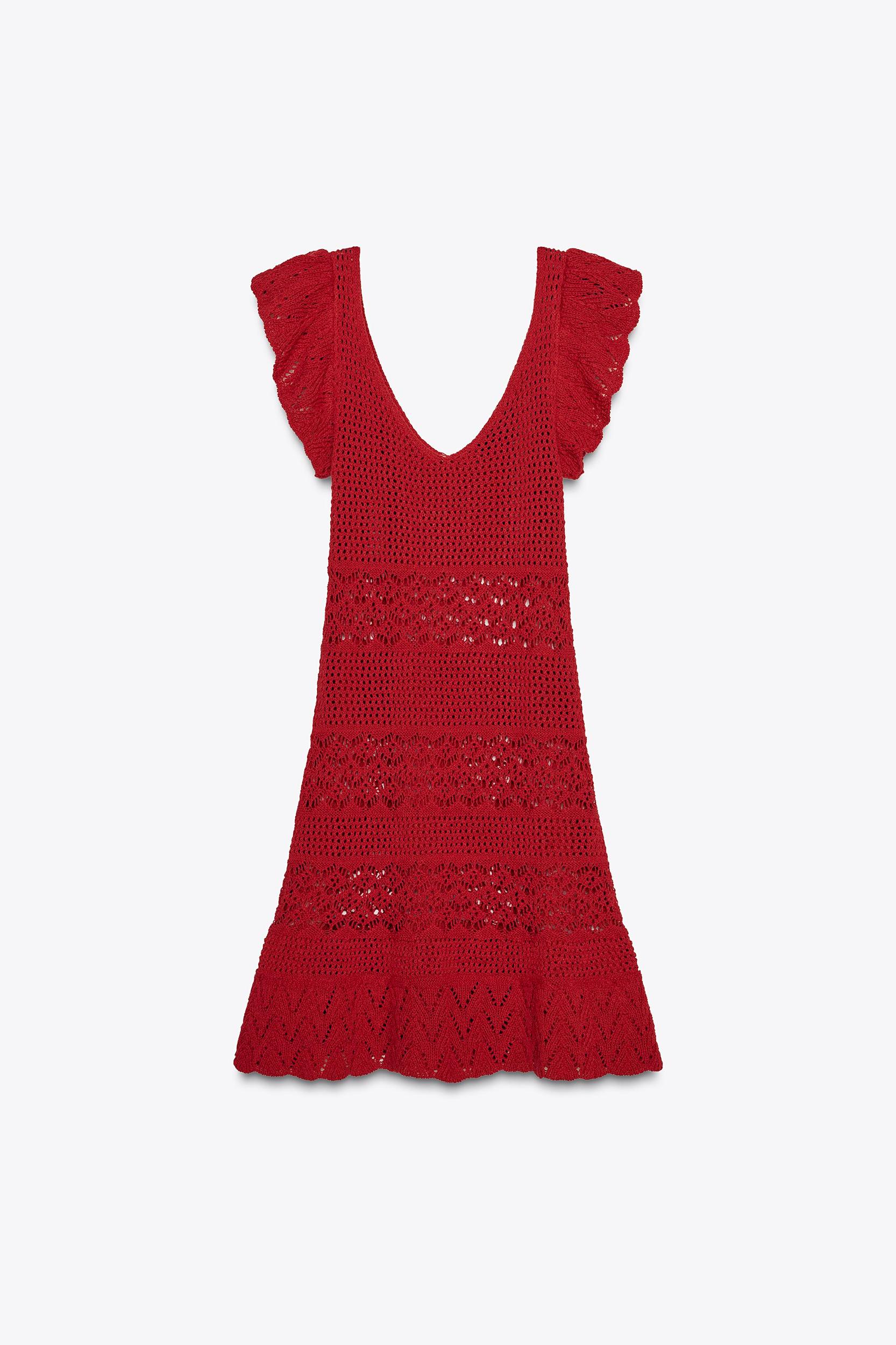 RUFFLED TEXTURED KNIT MINI DRESS Product Image